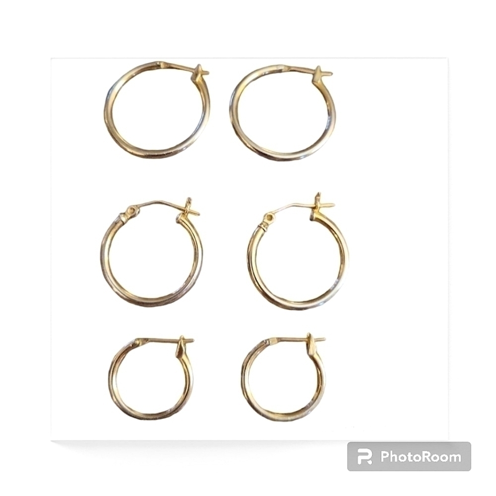 3/$30 Set of Three Goldtone Huggie Earrings